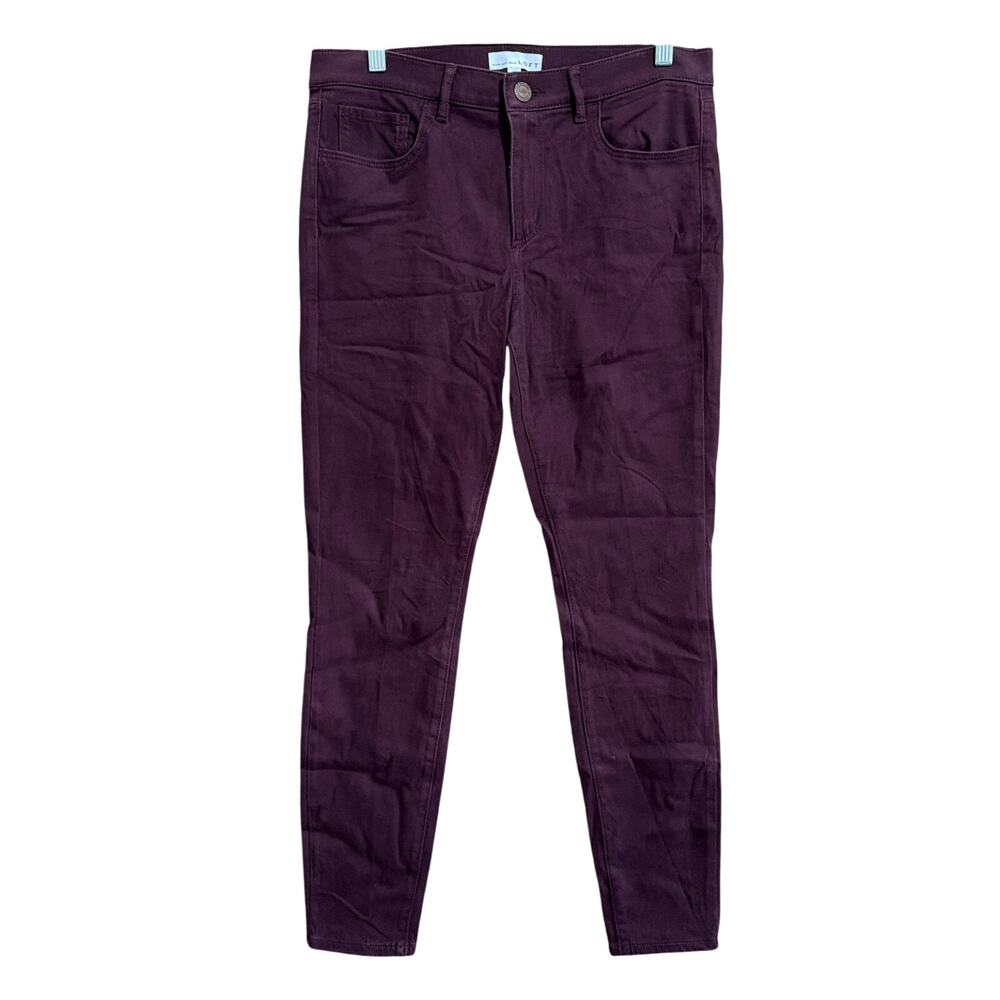 LOFT Womens Jeans Burgundy Mid Rise Soft Legging Stretch Casual Wear 6/28